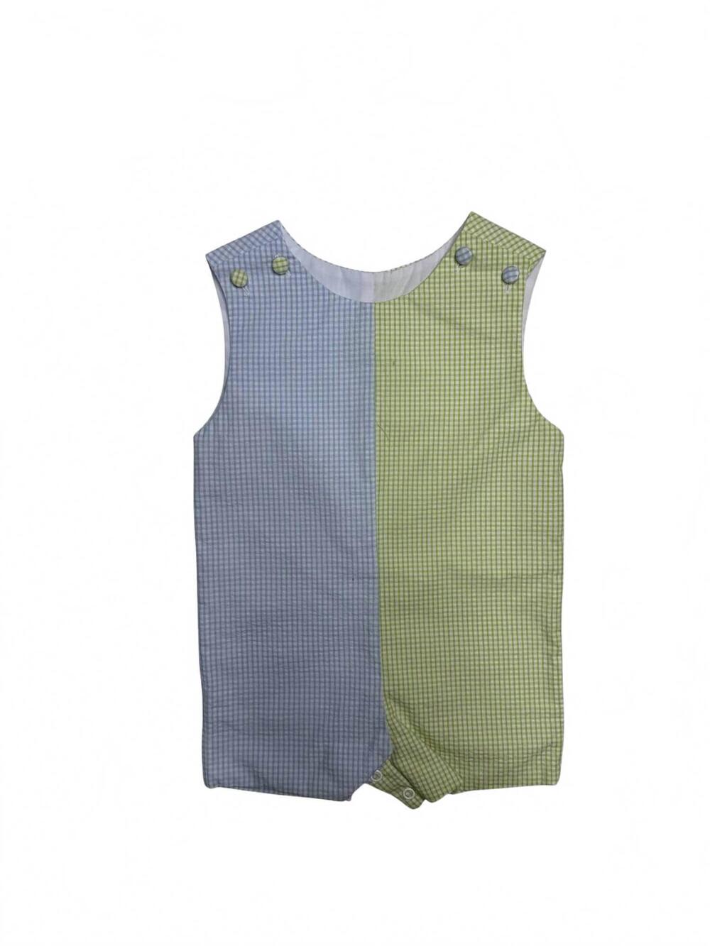 NEW ZUCCINI KIDS boy's ashton seersucker shortall romper in light blue